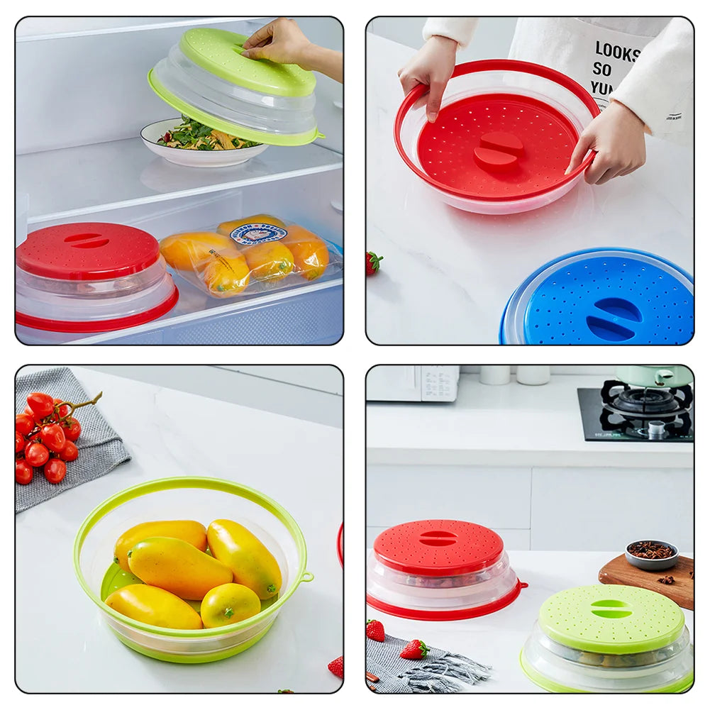 Microwave Splatter Cover Silicone Folding Food Lid – Fresh-Keeping, Oil-Proof & Splash-Proof with Hook