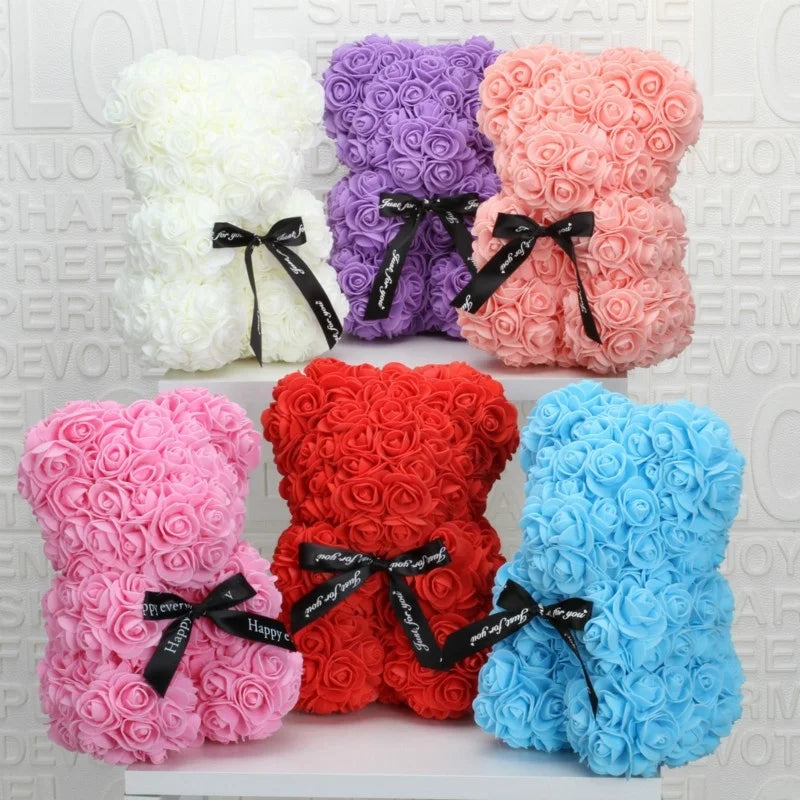 Romantic Rose Bear – 20cm Handmade Foam Flower Teddy | Valentine’s, Wedding & Anniversary Gift