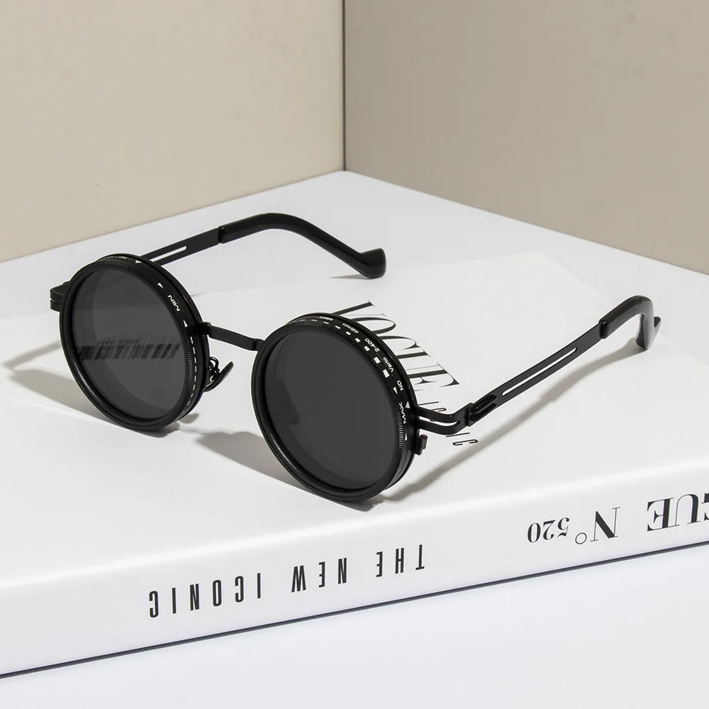 Polarized Adjustable Dimming Sunglasses ND9 – Retro Round UV400 Anti-Glare Shades for Men & Women