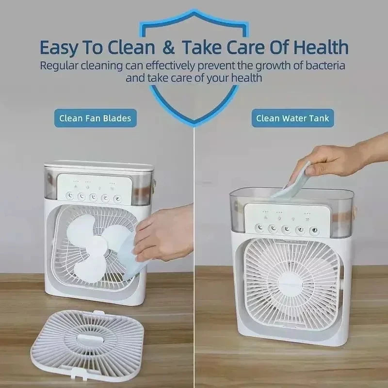 PolarBreeze™ 3-in-1 Mini Air Cooler Fan | Portable Air Conditioner, Humidifier & LED Night Light