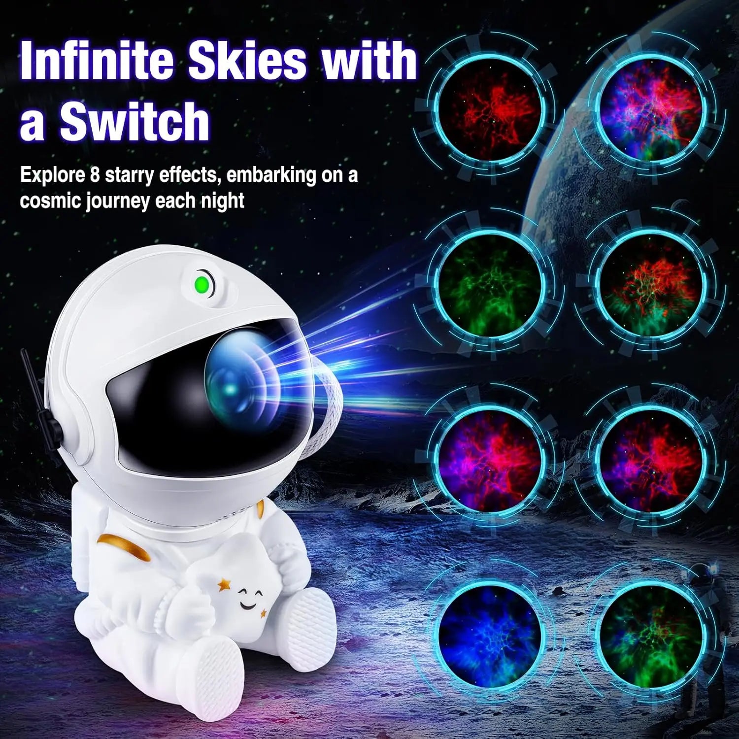 Astronaut Galaxy Star Projector – LED Nebula Night Light with Remote & Timer for Bedroom, Kids, and Home Decor