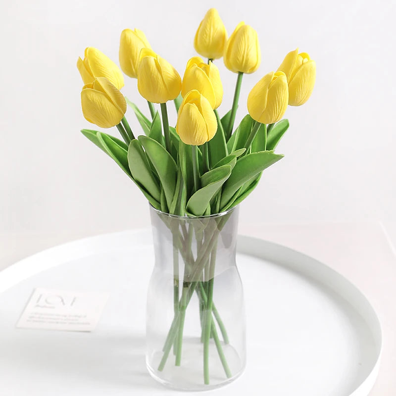 Artificial Tulip Bouquet – 5/10 Pcs Realistic Silk Flowers for Home, Wedding & Garden Décor