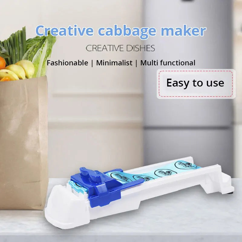 1Pc Stuffed Grape Leaf & Cabbage Meat Roller – White & Blue Vegetable Wrapping Machine Kitchen Tool