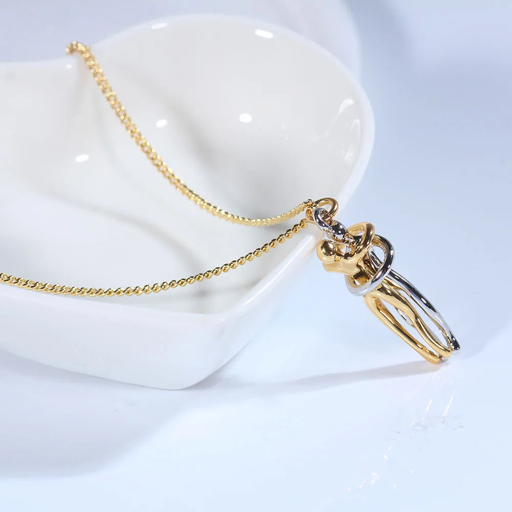 Embrace Couple Hug Necklace – Stainless Steel Pendant for Lovers, Promise Jewelry Gift for Men & Women