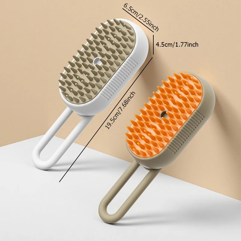 PetSilque™ 3-in-1 Electric Steam Pet Brush – Cat & Dog Grooming Comb with Spray, Massage & Hair Removal