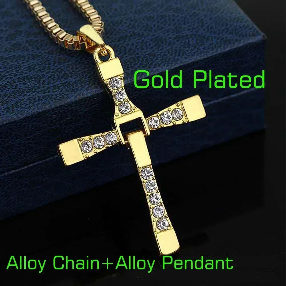 Gold & Silver Plated Cross Necklace for Men & Women – Stainless Steel Chain, Waterproof, Rust-Proof, Faith Jewelry Gift