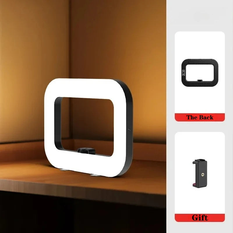 Handheld LED Ring Fill Light – Rechargeable Portable Selfie Light with Phone Holder for Photography & Live Streaming