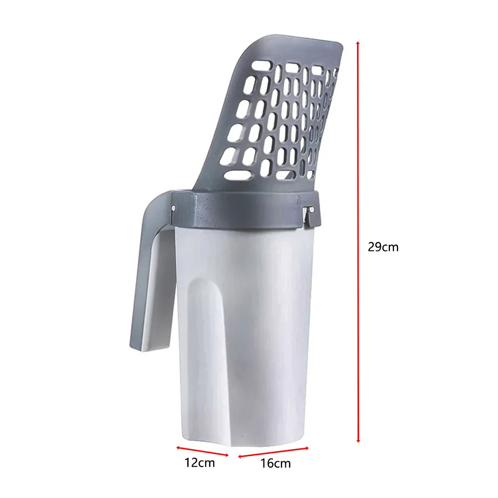 Cat Litter Scoop with Built-in Trash Can – Durable ABS Self-Cleaning Shovel for Easy Waste Disposal