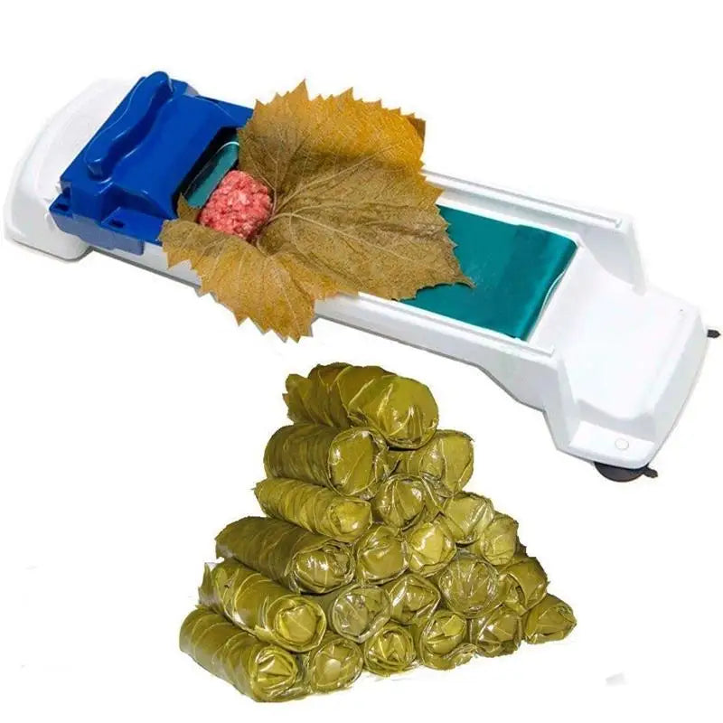 1Pc Stuffed Grape Leaf & Cabbage Meat Roller – White & Blue Vegetable Wrapping Machine Kitchen Tool