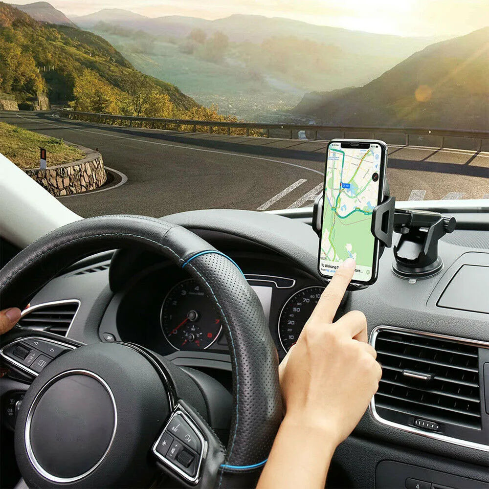 Universal Car 360° Rotate Phone Holder Mount with Retractable Arm & Strong Suction Cup for 4.7–6.8" Smartphones
