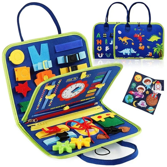 Montessori Kids Travel Felt Busy Board – Quiet Book Sensory Learning Toy for Toddlers & Preschoolers