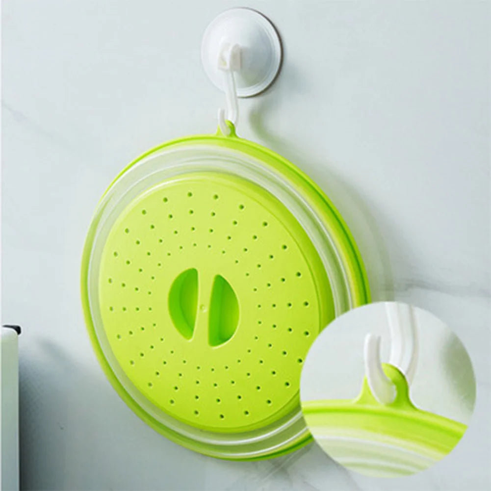 Microwave Splatter Cover Silicone Folding Food Lid – Fresh-Keeping, Oil-Proof & Splash-Proof with Hook