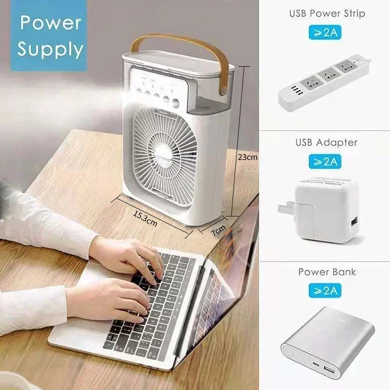 PolarBreeze™ 3-in-1 Mini Air Cooler Fan | Portable Air Conditioner, Humidifier & LED Night Light