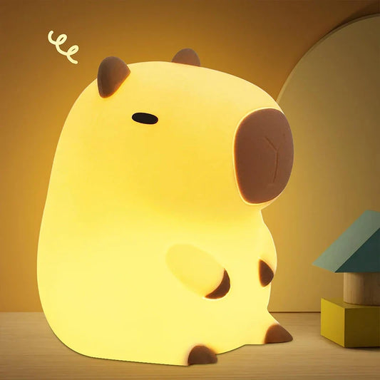 Cute Capybara Silicone Night Light – USB Rechargeable Touch Bedside Lamp for Kids, Babies & Nursery