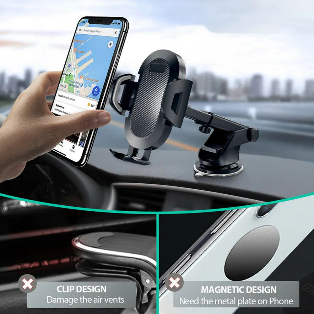 Universal Car 360° Rotate Phone Holder Mount with Retractable Arm & Strong Suction Cup for 4.7–6.8" Smartphones