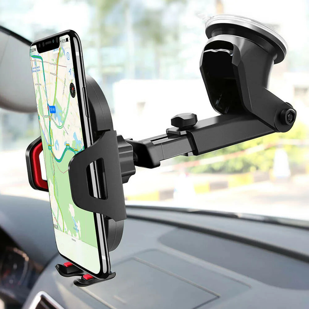 Universal Car 360° Rotate Phone Holder Mount with Retractable Arm & Strong Suction Cup for 4.7–6.8" Smartphones