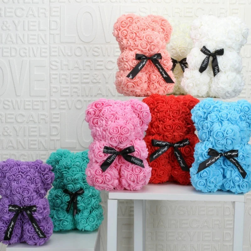 Romantic Rose Bear – 20cm Handmade Foam Flower Teddy | Valentine’s, Wedding & Anniversary Gift