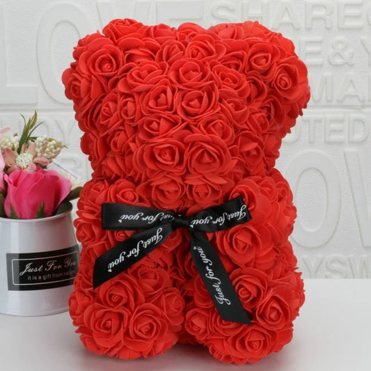 Romantic Rose Bear – 20cm Handmade Foam Flower Teddy | Valentine’s, Wedding & Anniversary Gift