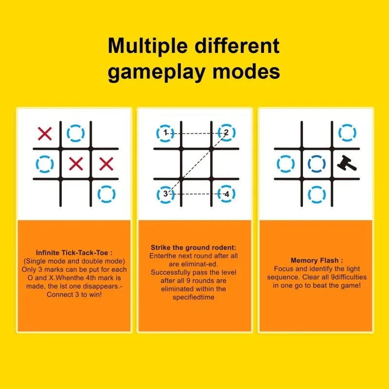 Tic-Tac-Toe Electronic Puzzle Battle Game – Interactive Parent-Child Travel Toy with Multiple Play Modes
