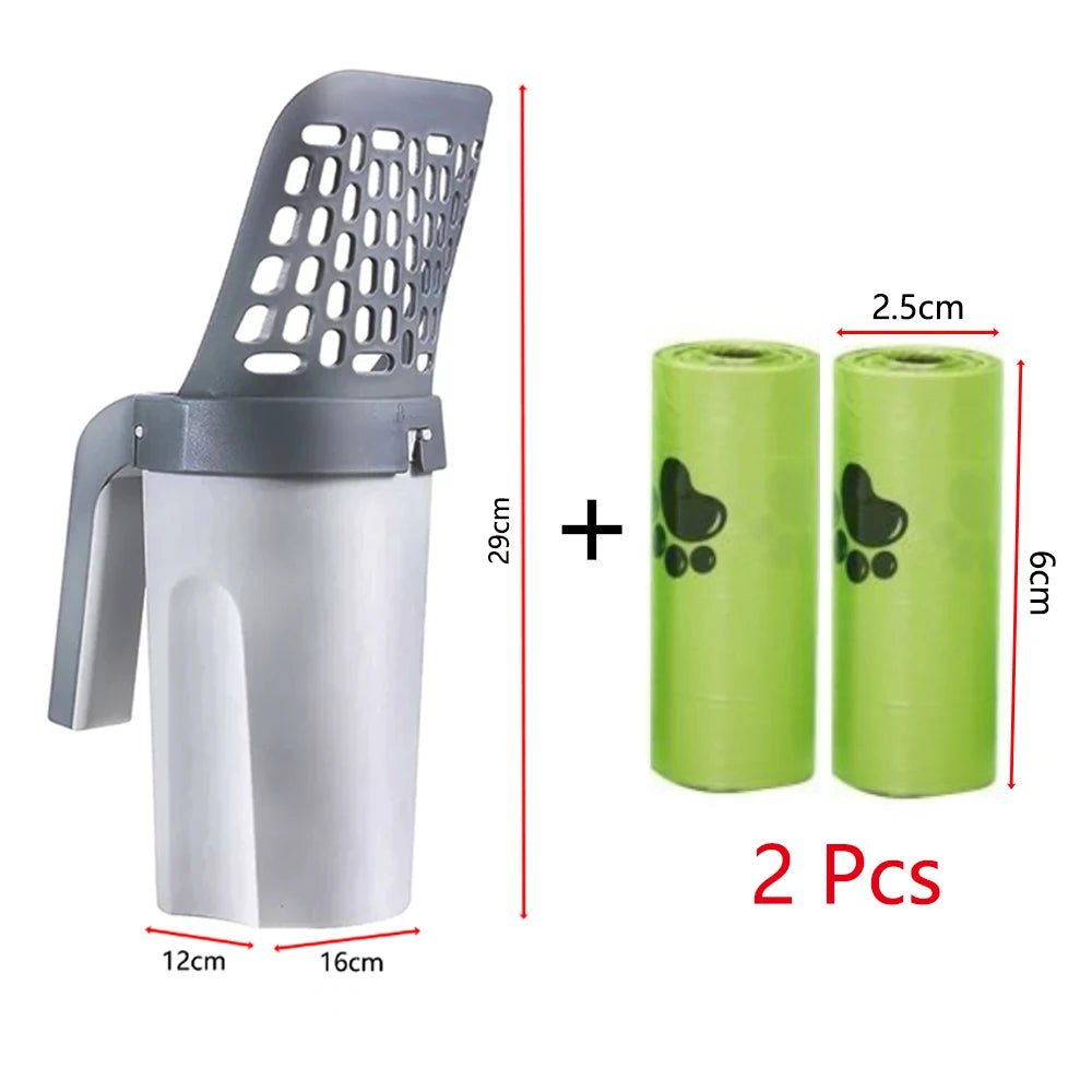 Cat Litter Scoop with Built-in Trash Can – Durable ABS Self-Cleaning Shovel for Easy Waste Disposal
