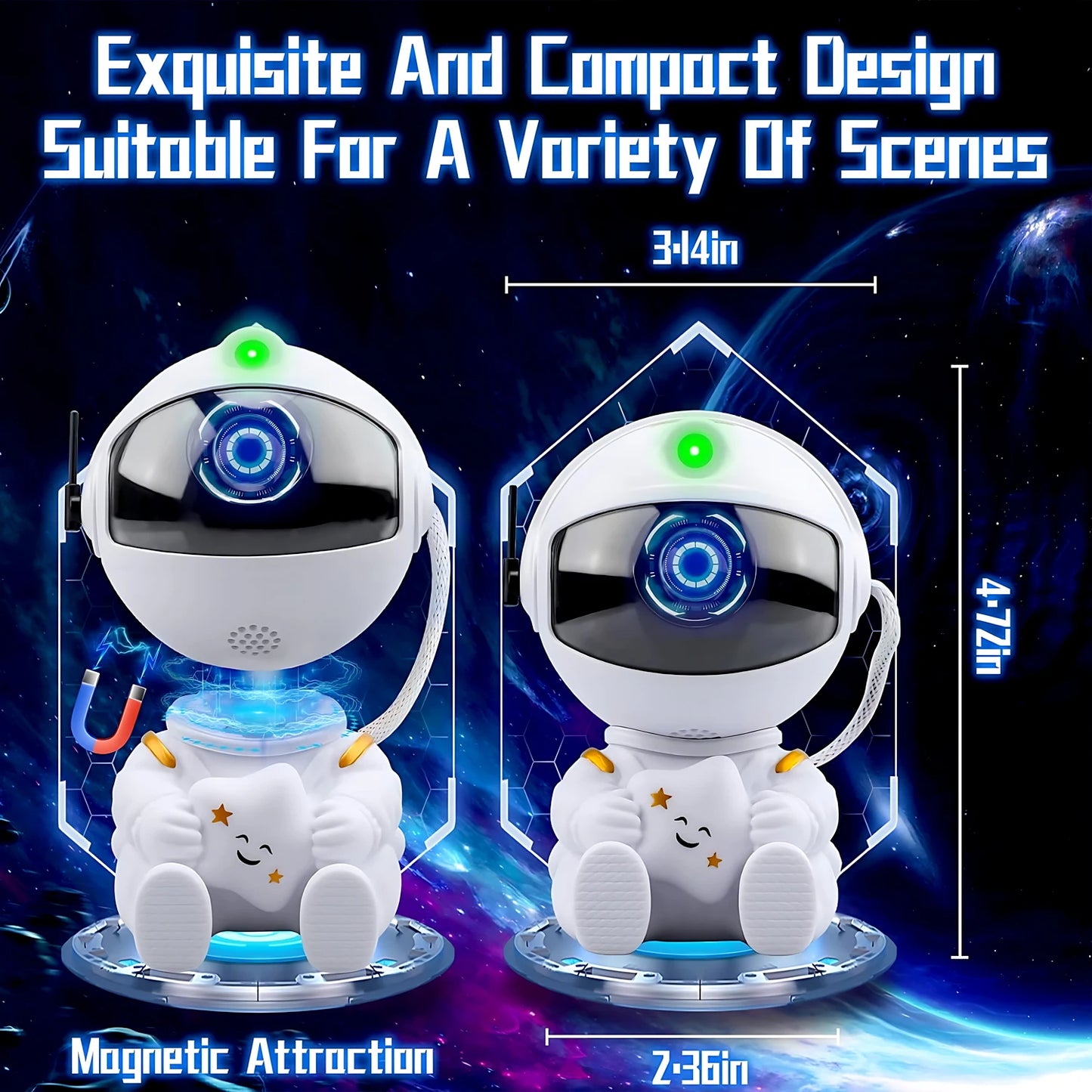 Astronaut Galaxy Star Projector – LED Nebula Night Light with Remote & Timer for Bedroom, Kids, and Home Decor