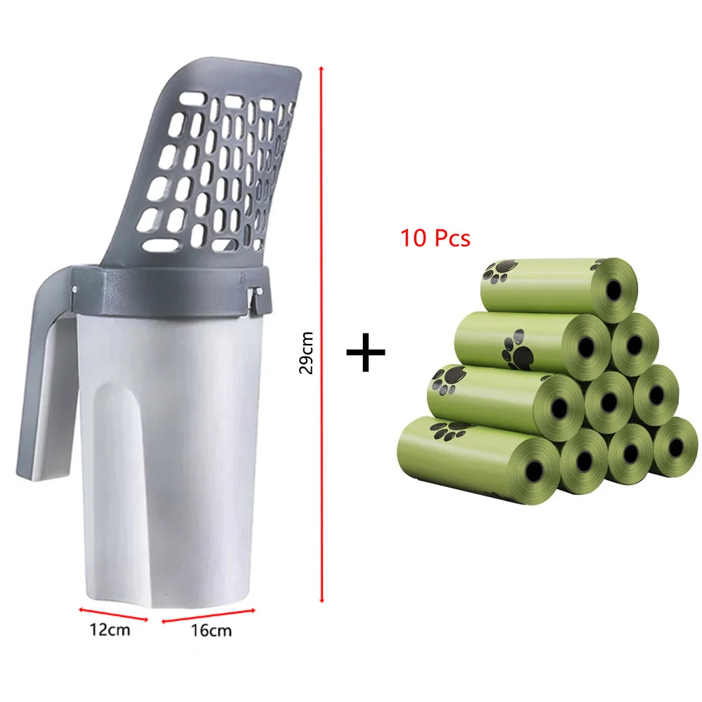 Cat Litter Scoop with Built-in Trash Can – Durable ABS Self-Cleaning Shovel for Easy Waste Disposal