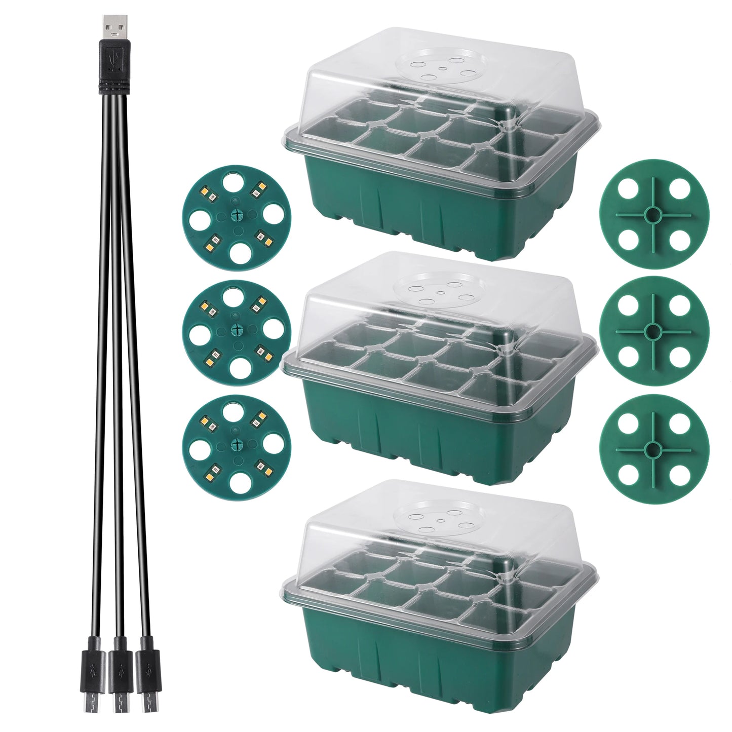 Seed Starter Tray with LED Grow Light – Indoor Germination Kit with Adjustable Ventilation & Humidity Dome (6/12 Cell)