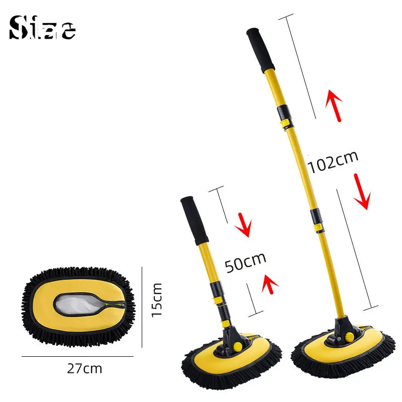 Telescopic Car Wash Mop with Long Handle | Flexible Chenille Cleaning Brush for Cars, Windows & Home