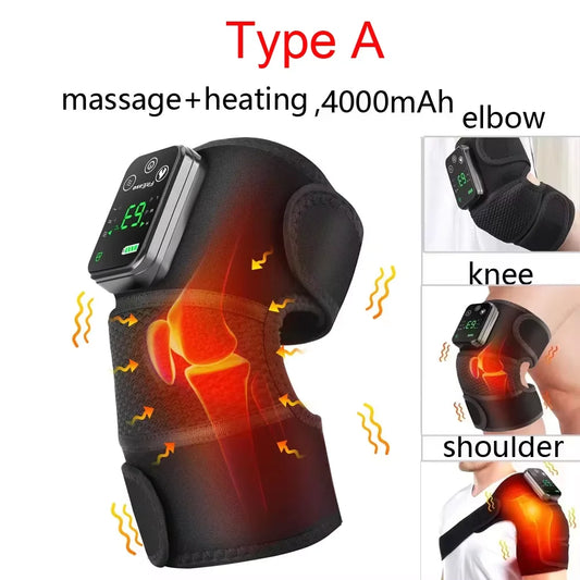3-in-1 Electric Heated Knee Massager with Vibration | Wireless 4000mAh Rechargeable Physiotherapy Pad for Knee, Shoulder & Elbow Pain Relief