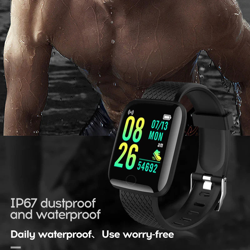 Smart Fitness Tracker Watch for Men & Women – Heart Rate, Sleep, Message Alerts, Waterproof, Bluetooth, USB Charge
