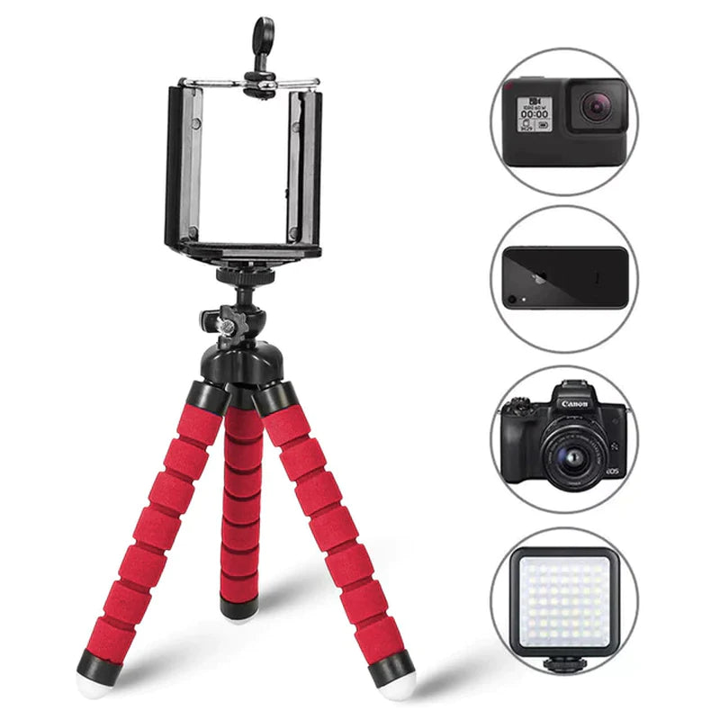 Flexible Mini Tripod Stand for Phone – Lightweight Octopus Tripod with Phone Holder Clip