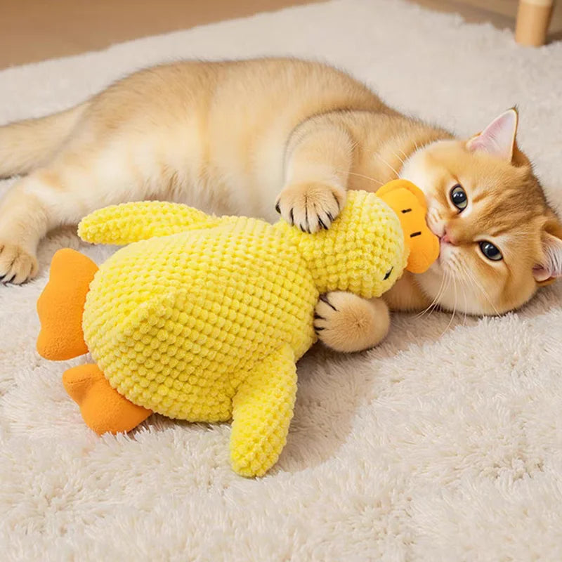 Plush Cartoon Duck Dog Toy – S/M/L Soft Chew Toy with Squeaker, Bite-Resistant & Teeth-Cleaning Pet Plush