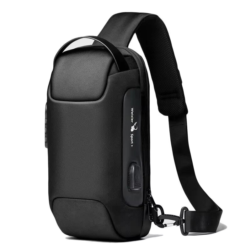 Anti-Theft Crossbody Shoulder Bag with USB Charging Port – Waterproof Oxford Travel Chest Pack for Men & Women