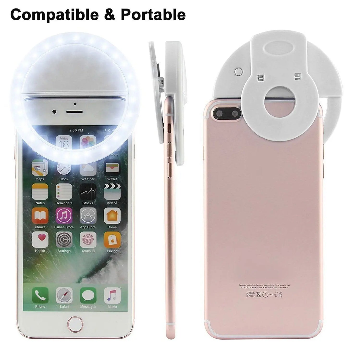 Rechargeable Selfie Ring Light – Clip-On LED Phone & Laptop Ringlight for Photography, Video Calls & Makeup