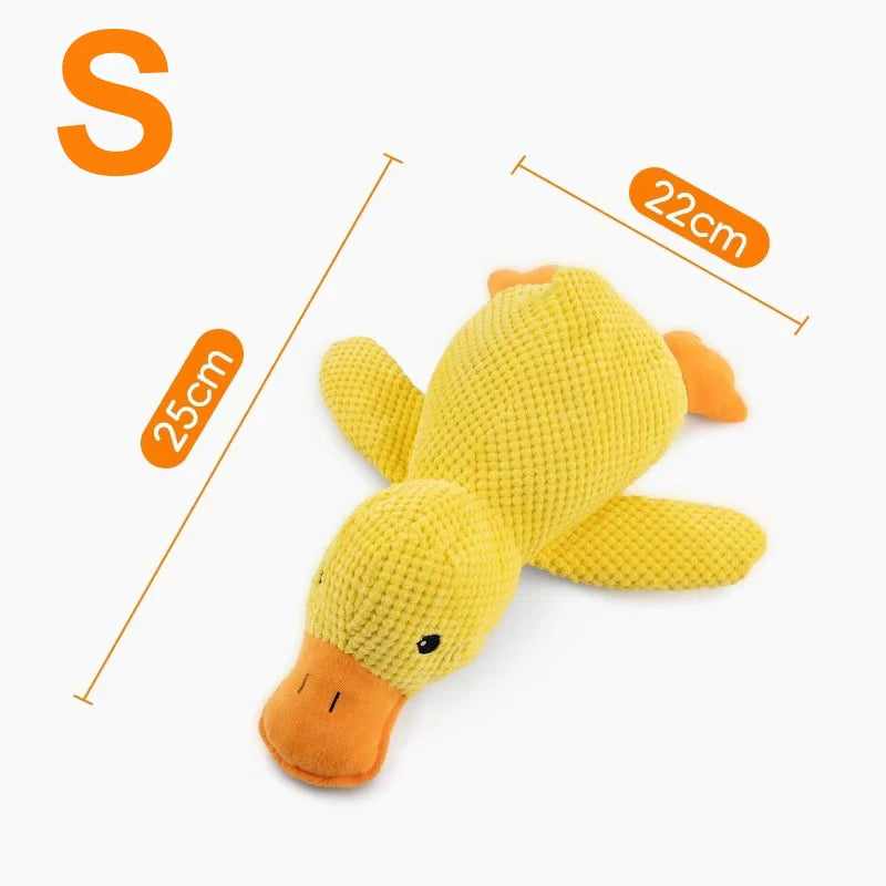 Plush Cartoon Duck Dog Toy – S/M/L Soft Chew Toy with Squeaker, Bite-Resistant & Teeth-Cleaning Pet Plush