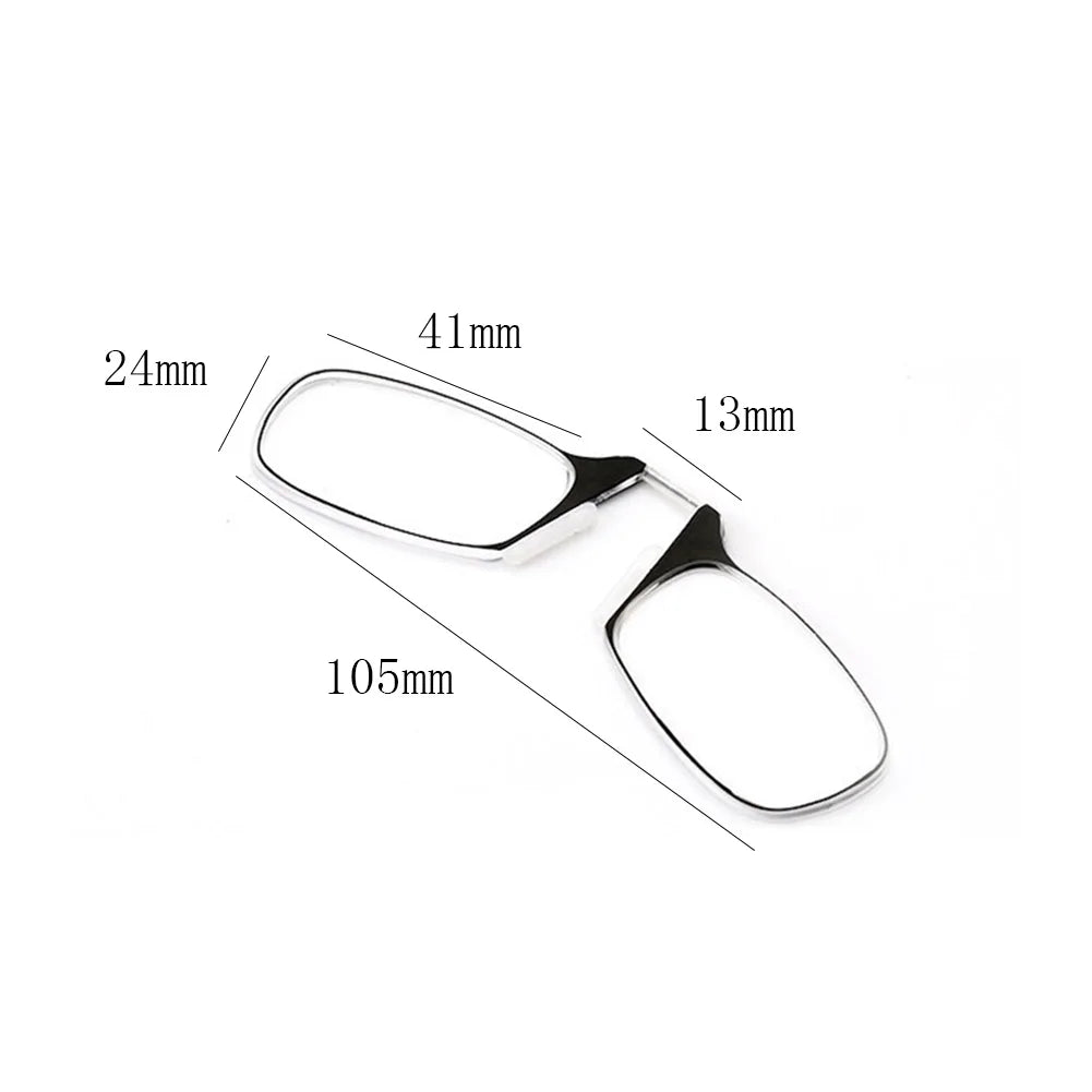Ultra-Light Clip-On Nose Reading Glasses with Keychain Case | Foldable Legless Pocket Readers +1.0 to +4.0