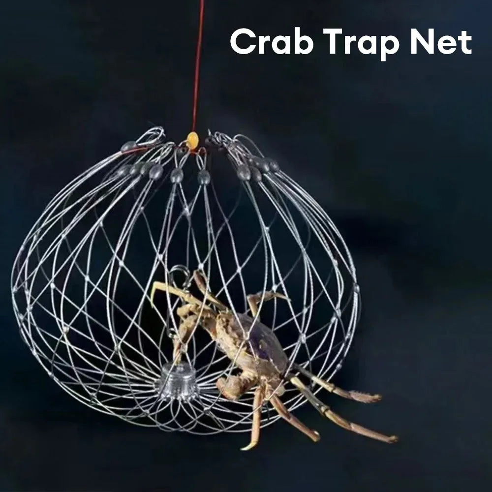 Automatic Folding Fishing Net Cage – Steel Wire Crab Trap for Fish, Shrimp & Shellfish (Saltwater & Freshwater
