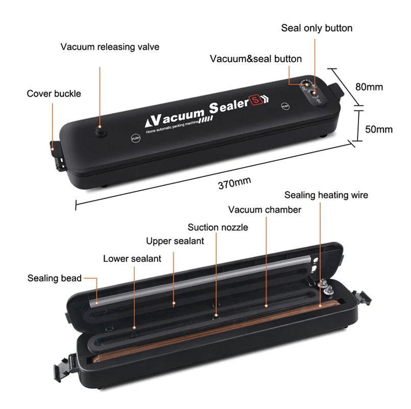 Automatic Vacuum Sealer Machine with Seal Bags – Food Preservation Saver for Dry & Wet Foods