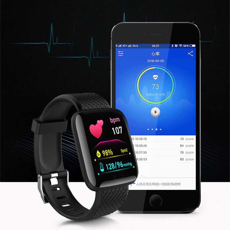 Smart Fitness Tracker Watch for Men & Women – Heart Rate, Sleep, Message Alerts, Waterproof, Bluetooth, USB Charge