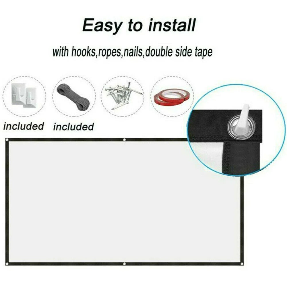 HD Foldable Projector Screen 16:9 - Portable Home & Outdoor Theater Display (60–150 inch)