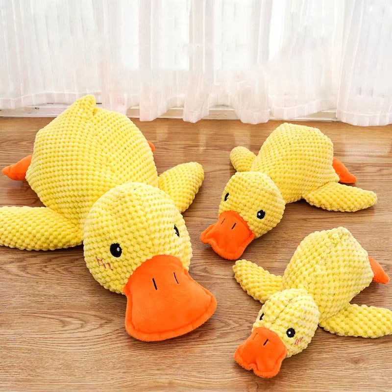 Plush Cartoon Duck Dog Toy – S/M/L Soft Chew Toy with Squeaker, Bite-Resistant & Teeth-Cleaning Pet Plush