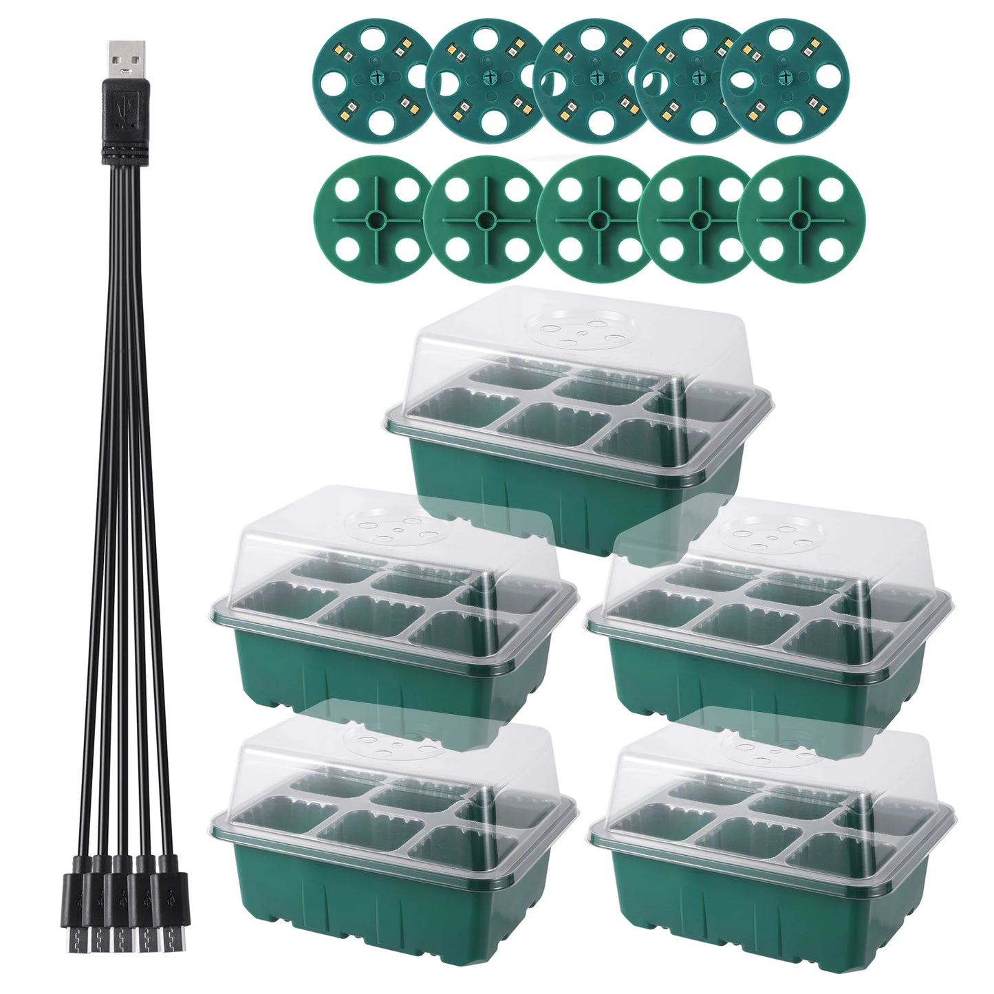 Seed Starter Tray with LED Grow Light – Indoor Germination Kit with Adjustable Ventilation & Humidity Dome (6/12 Cell)
