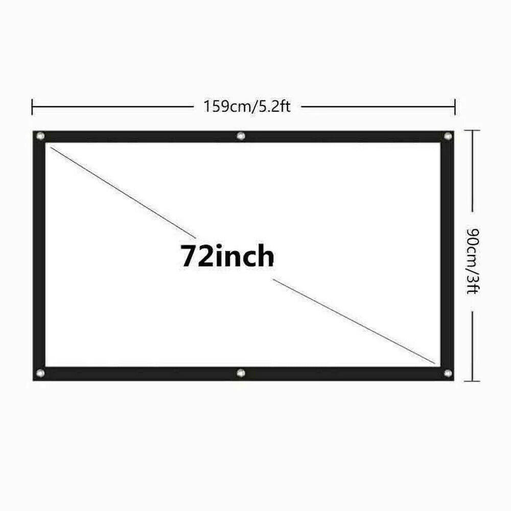 HD Foldable Projector Screen 16:9 - Portable Home & Outdoor Theater Display (60–150 inch)