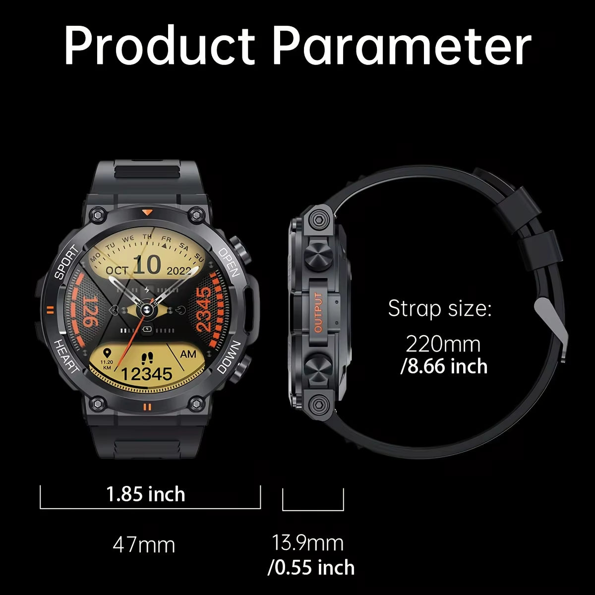 K56Pro Men’s Smartwatch with Bluetooth Calling, Heart Rate & Blood Oxygen Monitor, 1.39" HD Screen, 400mAh Battery, Long Standby