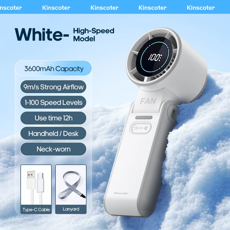 Foldable mini USB rechargeable fan with 100-speed turbo cooling