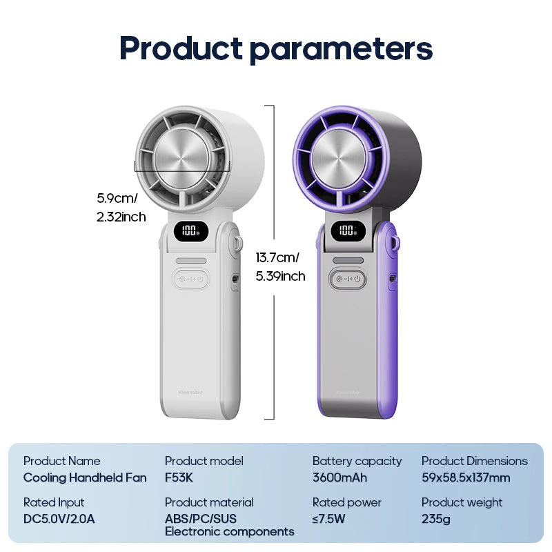 Pocket-sized cooling fan with foldable design front view